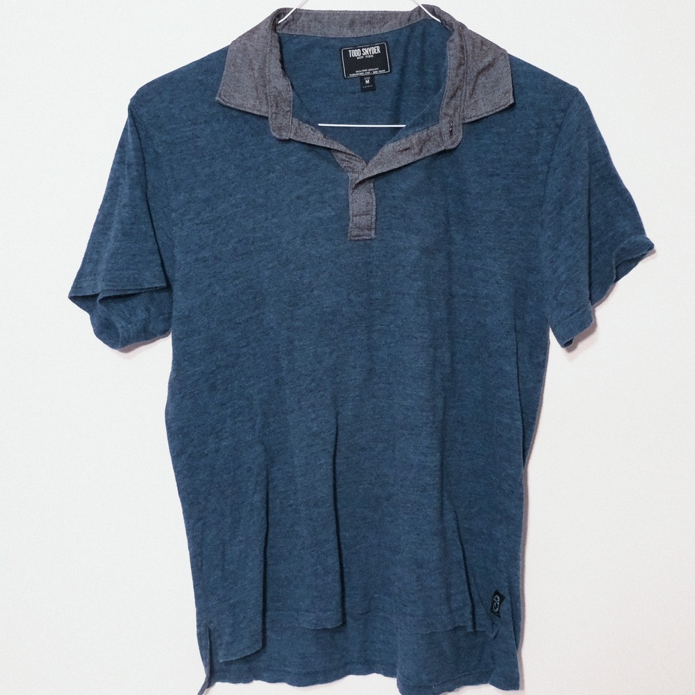 Todd Snyder Blue Men's‎ Short Sleeve Polo Shirt Medium
